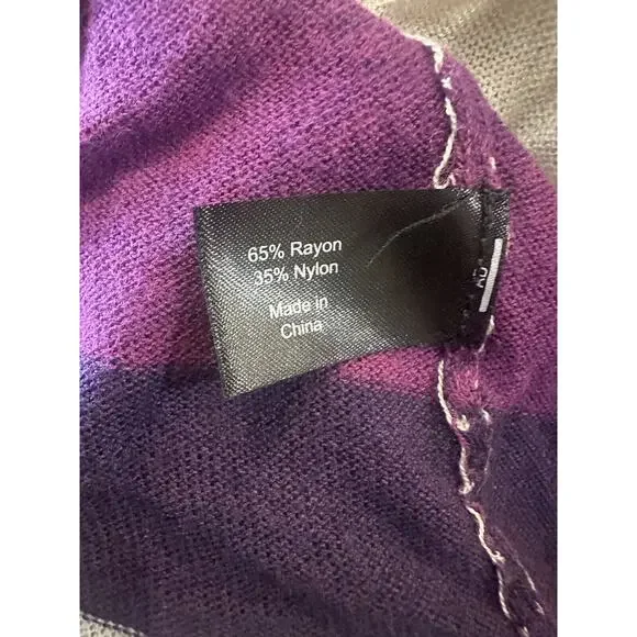 Lane Bryant Open Front Drape Lightweight Cardigan Purple Striped Plus Size 26/28 - Picture 7 of 11